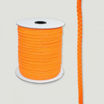 Cuero sintético trenzado plano naranja. Rollo mediano 7mm