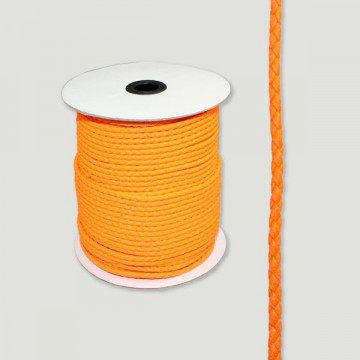 Cuero trenzado redond naranja. Rollo mediano 4mm