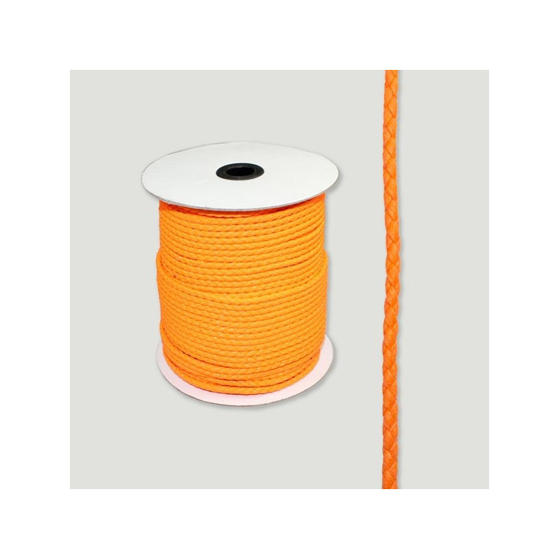 Cuero sintético trenzado redond naranja. Rollo mediano 4mm Cuero sintético trenzado redond naranja. Rollo mediano 4mm