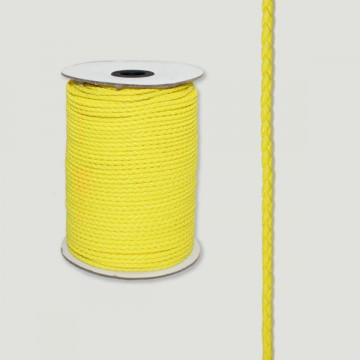 Cuero sintético trenzado redondo amarillo. Rollo pequeño 3mm