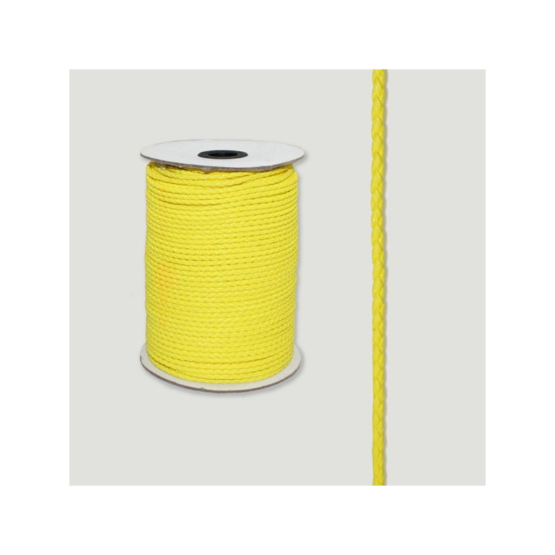 Cuero sintético trenzado redondo amarillo. Rollo pequeño 3mm Cuero sintético trenzado redondo amarillo. Rollo pequeño 3mm