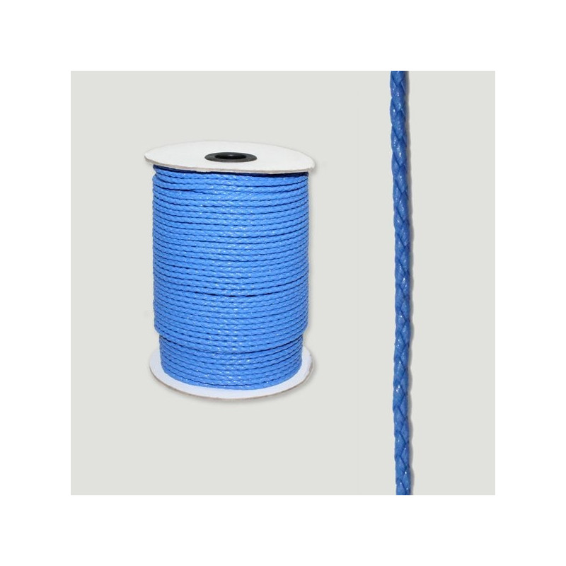 Cuero sintético trenzado redondo azul electrico. Rollo peque Cuero sintético trenzado redondo azul electrico. Rollo peque