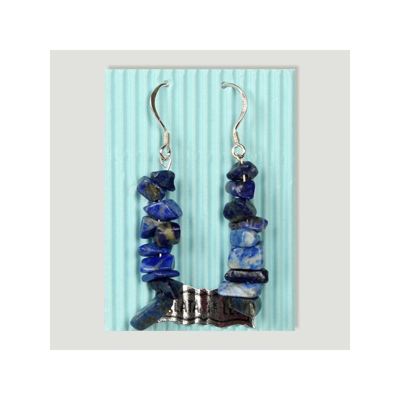 Pendiente plata gancho hippy. Lapislazuli, chip Pendiente plata gancho hippy. Lapislazuli, chip