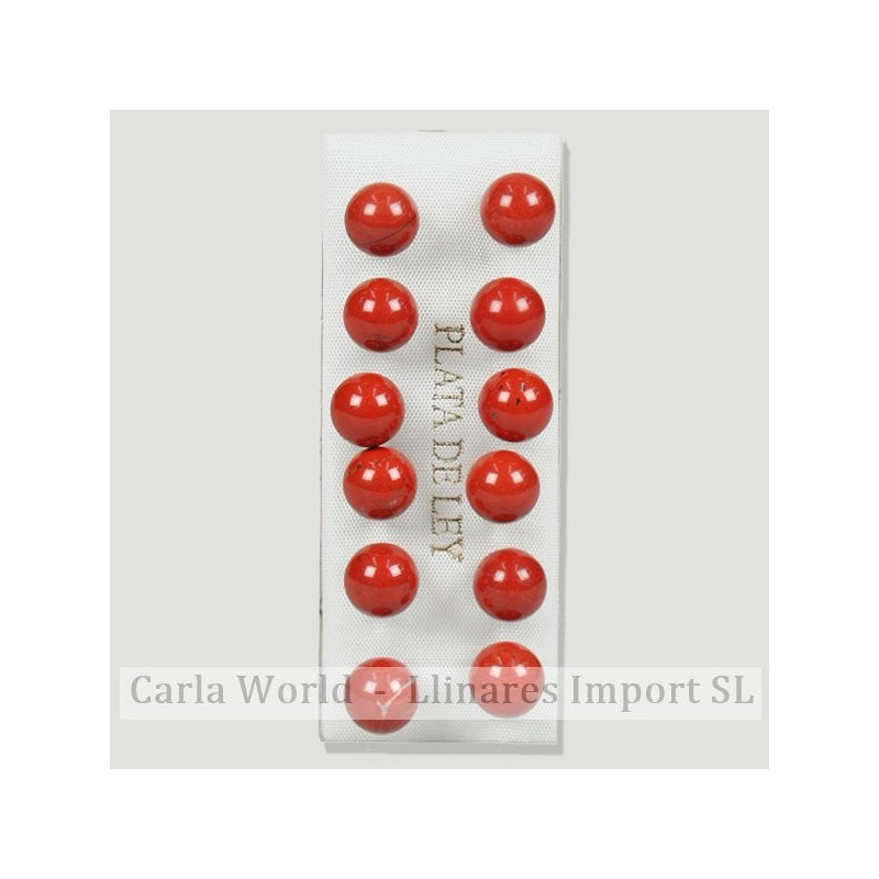 Pendientes plata bola 8mm. Jaspe Rojo Pendientes plata bola 8mm. Jaspe Rojo