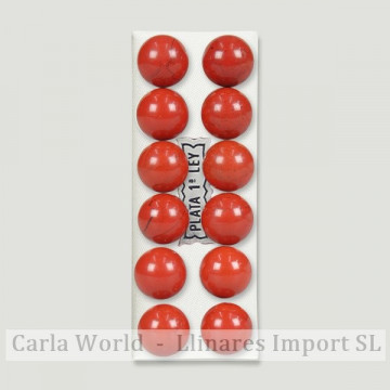 JASPE ROJO. Pendientes plata bola 10mm