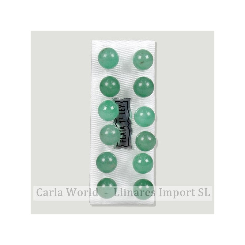 AVENTURINA VERDE. Pendientes plata bola 8mm AVENTURINA VERDE. Pendientes plata bola 8mm