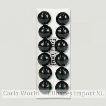 AZABACHE. Pendientes plata bola 10mm