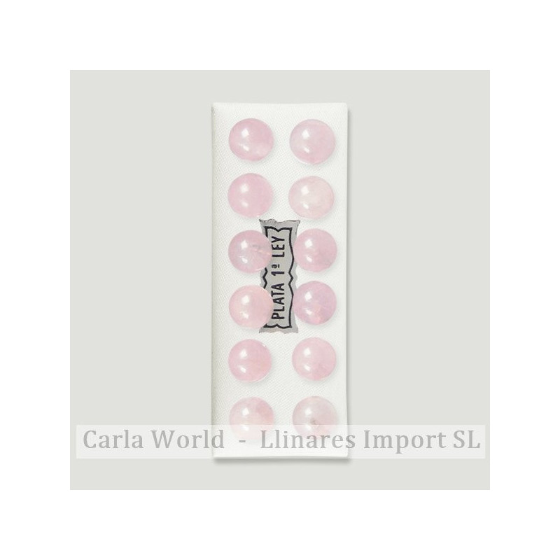 CUARZO ROSA. Pendientes plata bola 8mm CUARZO ROSA. Pendientes plata bola 8mm
