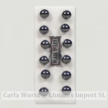 HEMATITE. Pendientes plata bola 6mm