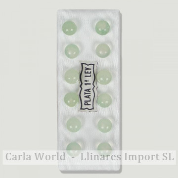 JADE CLARO. Pendientes plata bola 6mm