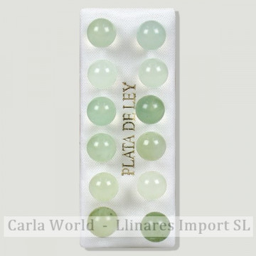 JADE CLARO. Pendientes plata bola 8mm