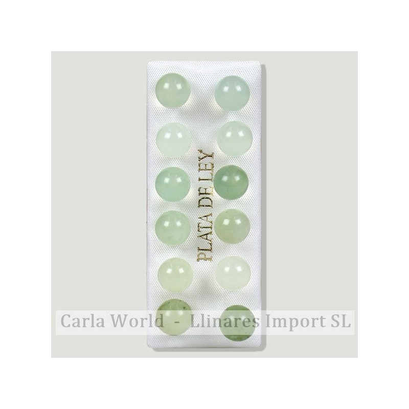 JADE CLARO. Pendientes plata bola 8mm JADE CLARO. Pendientes plata bola 8mm