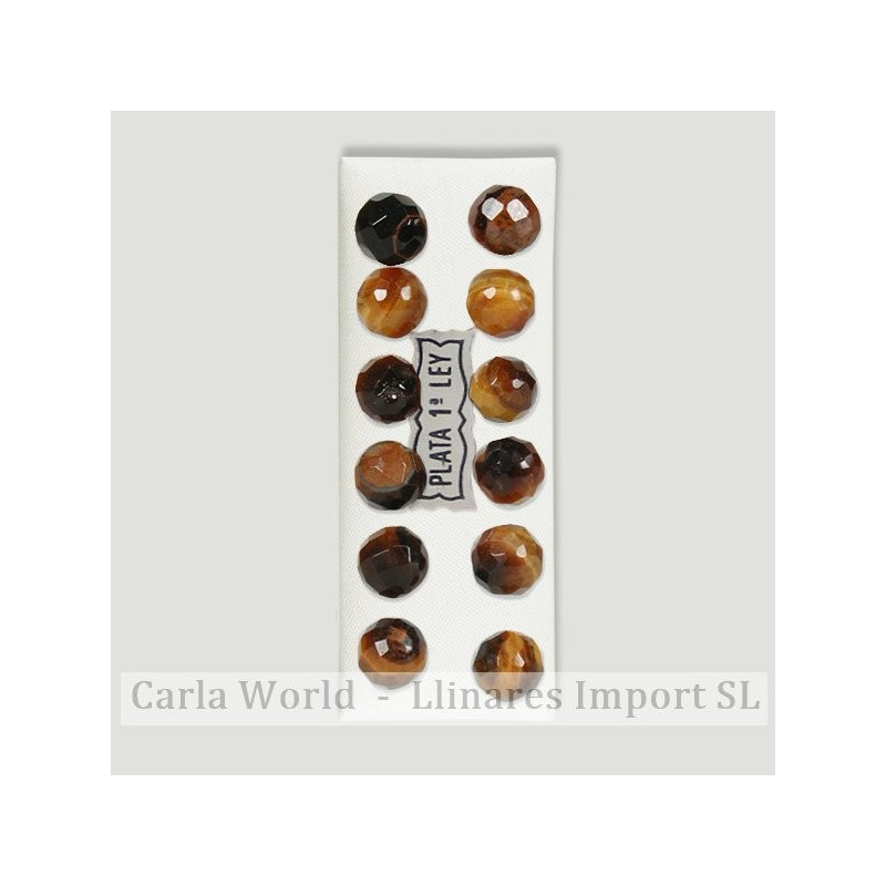 Pendientes plata bola facetada 8mm. Ojo Tigre Pendientes plata bola facetada 8mm. Ojo Tigre