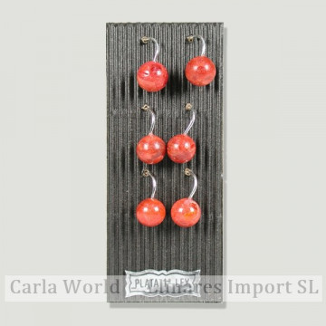 CORAL MANZANA. Pendientes plata hippy bola 12mm