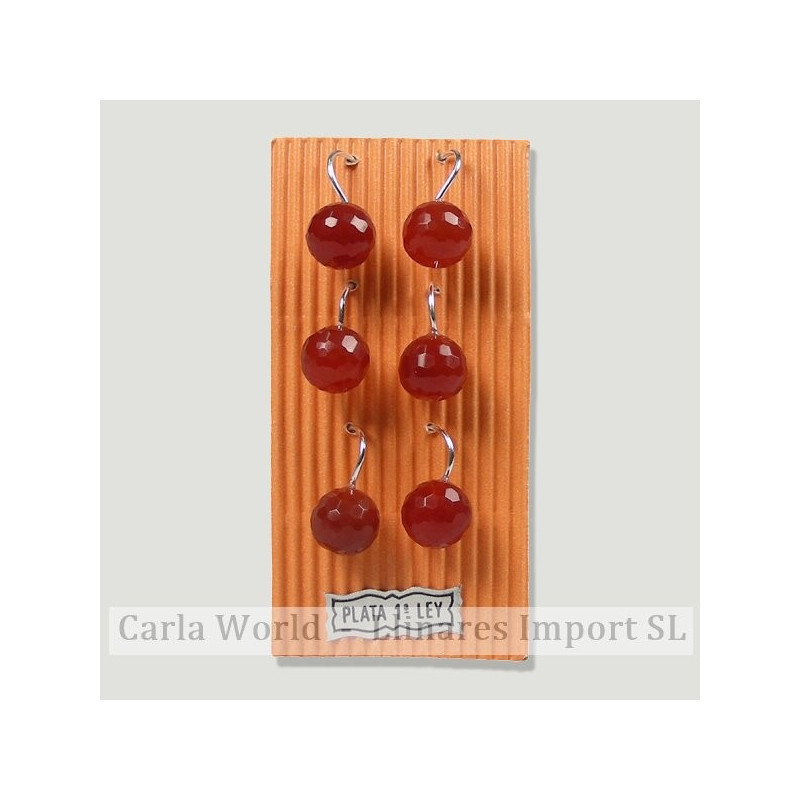 ÁGATA CARNEOLA. Pendientes plata hippy bola facetada 10mm ÁGATA CARNEOLA. Pendientes plata hippy bola facetada 10mm