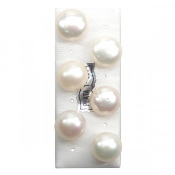 Pendiente perla blanca boton, 10-11mm