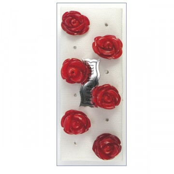 Pendientes plata flor 10-11mm. Bambu rojo