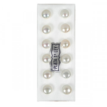 Pendiente perla bca color, boton, 6 7mm