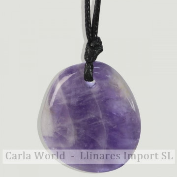 Colgante rodado plano con cordón. Amatista. PISCIS