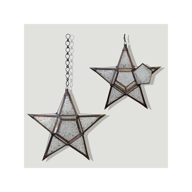 Lámpara Estrella bronce y cristal. Colores surtido Lámpara Estrella bronce y cristal. Colores surtido