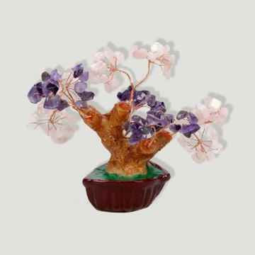 Bonsai, Amatis+Cuarzo rosa, Mini 12cm aprx