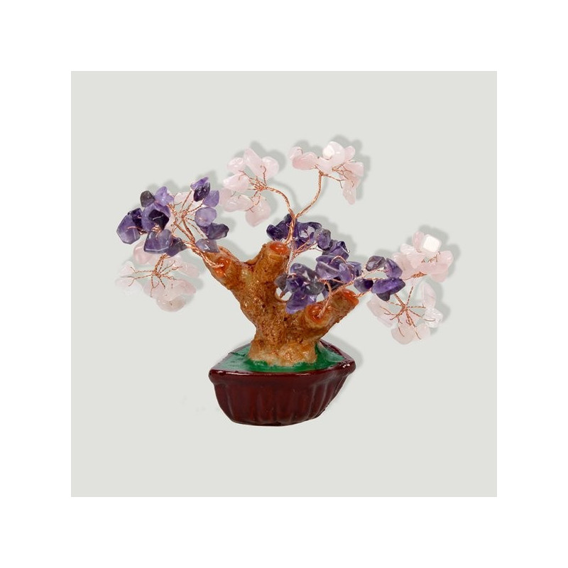 Bonsai, Amatis+Cuarzo rosa, Mini 12cm aprx Bonsai, Amatis+Cuarzo rosa, Mini 12cm aprx