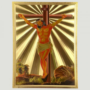 Lamina dorada Crucificado. 30X40cm