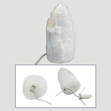 Lampara de Selenita. 20 cm con Instalación