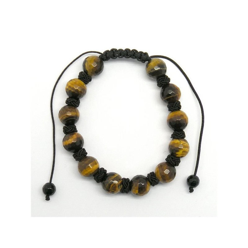 Pulsera macrame bola facetada. Ojo Tigre - GÉMINIS Pulsera macrame bola facetada. Ojo Tigre - GÉMINIS