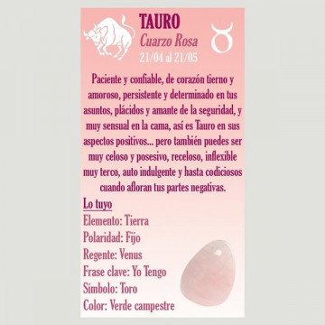 Llavero con mineral. TAURO - Cuarzo Rosa