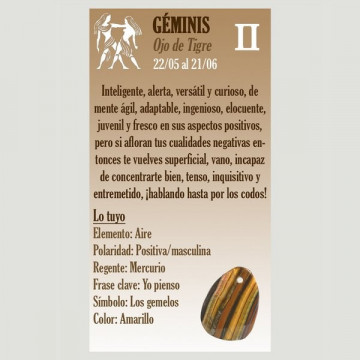 Llavero con mineral. GEMINIS - Ojo de Tigre