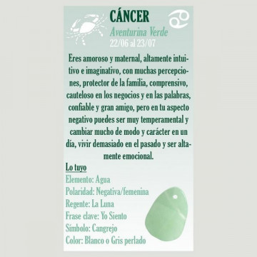 Llavero con mineral. CANCER - Aventurina Verde