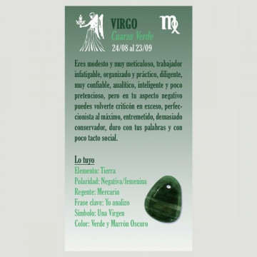 Llavero con mineral. VIRGO - Cuarzo Verde