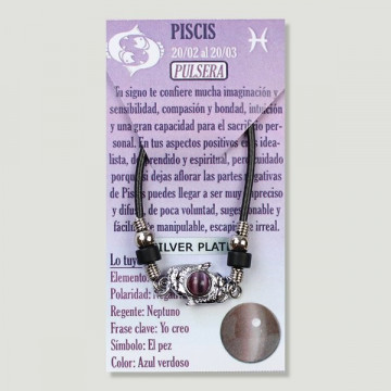 Pulsera Ojo de Gato y Silver Plated. PISCIS