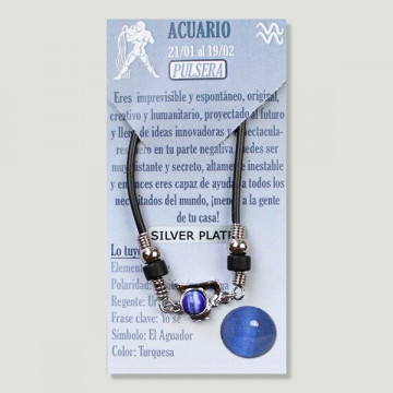 Pulsera Ojo de Gato y Silver Plated. ACUARIO