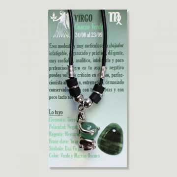 Colgante Silver plated. VIRGO - Cuarzo verde