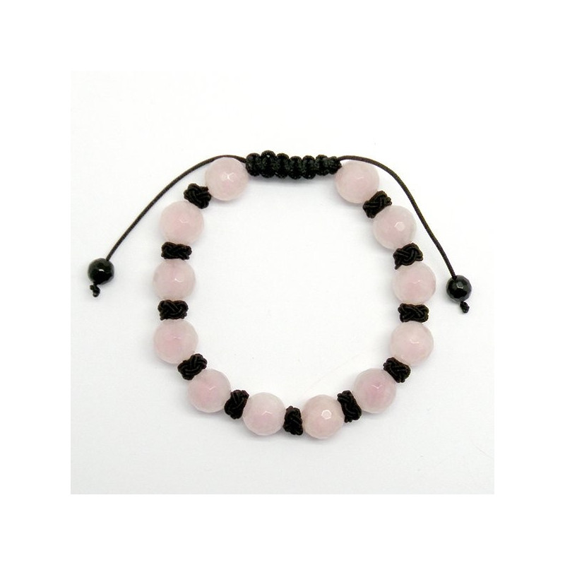 Pulsera macrame bola facetada. Cuarzo rosa - TAURO Pulsera macrame bola facetada. Cuarzo rosa - TAURO