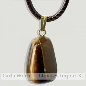 Colgante rodado capuchon con cordón. Ojo de Tigre 