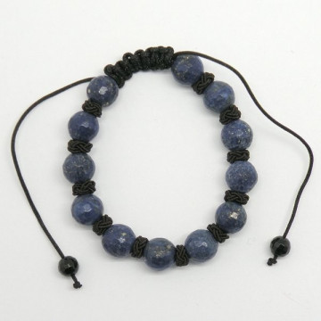 Pulsera macrame bola facetada. Lapislazuli - LIBRA