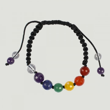 CHAKRA. Pulsera cordón con macramé. Bolas facetada