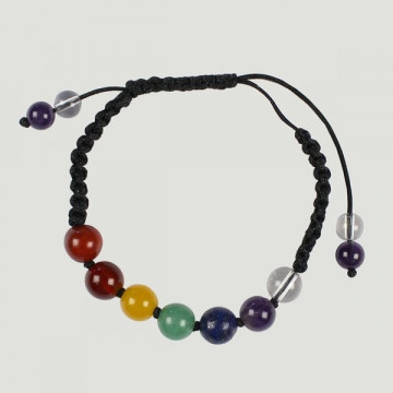 CHAKRA. Pulsera cordón con macramé. Bolas lisas 8m