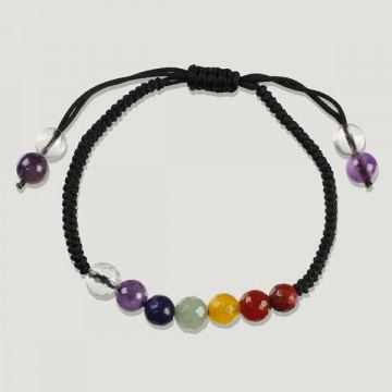 CHAKRA. Pulsera cordón bola facetada. 6mm