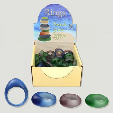 BEACH GLASS EFFECT. Anillos aro cristal oval