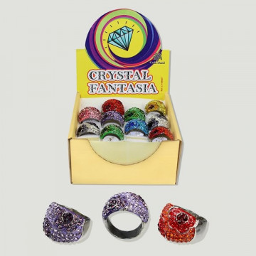 CRYSTAL FANTASY. Anillo cristales colores, aro met