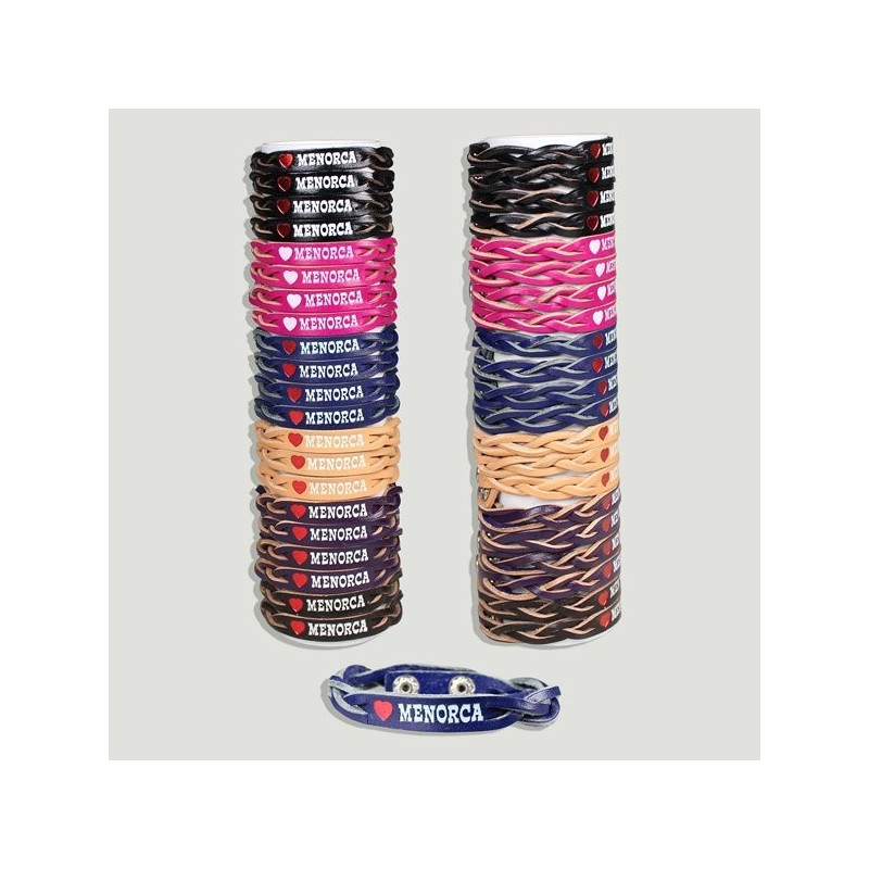 Pulsera piel MENORCA corazón y 2 trenzas. Tubo cor Pulsera piel MENORCA corazón y 2 trenzas. Tubo cor