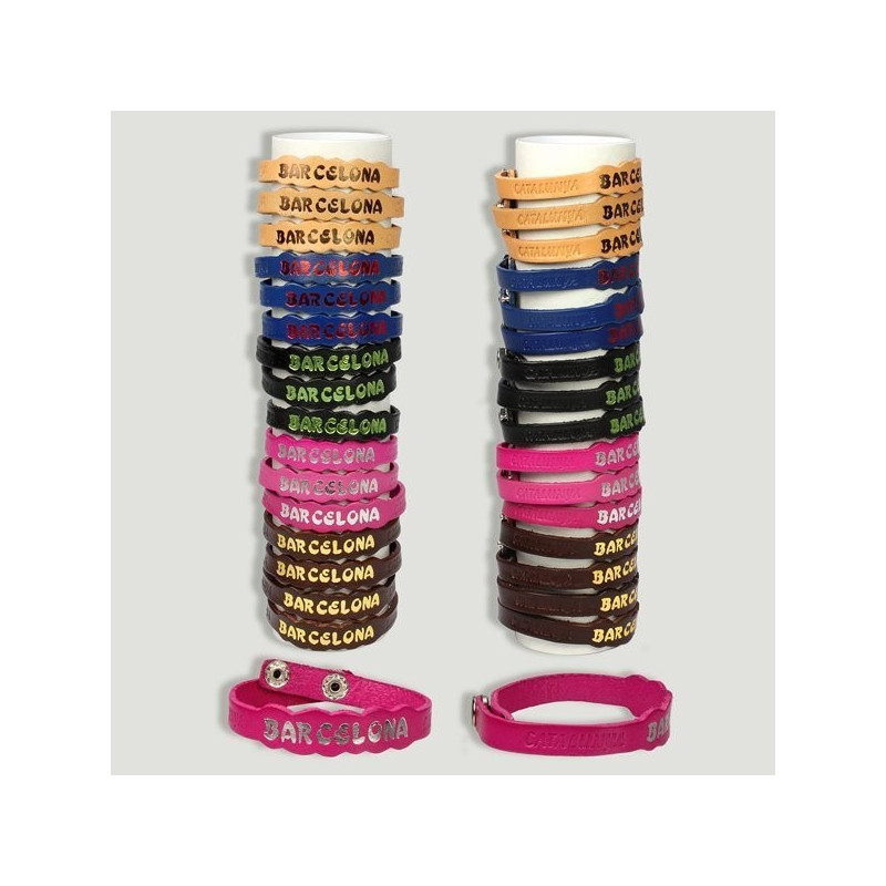 BARCELONA. Pulsera cuero. Modelo ondas. Medio Tubo BARCELONA. Pulsera cuero. Modelo ondas. Medio Tubo