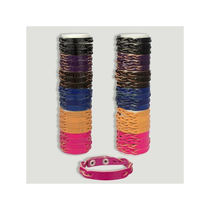 IBIZA. Pulsera cuero. Modelo 2 trenzas. Medio Tubo IBIZA. Pulsera cuero. Modelo 2 trenzas. Medio Tubo