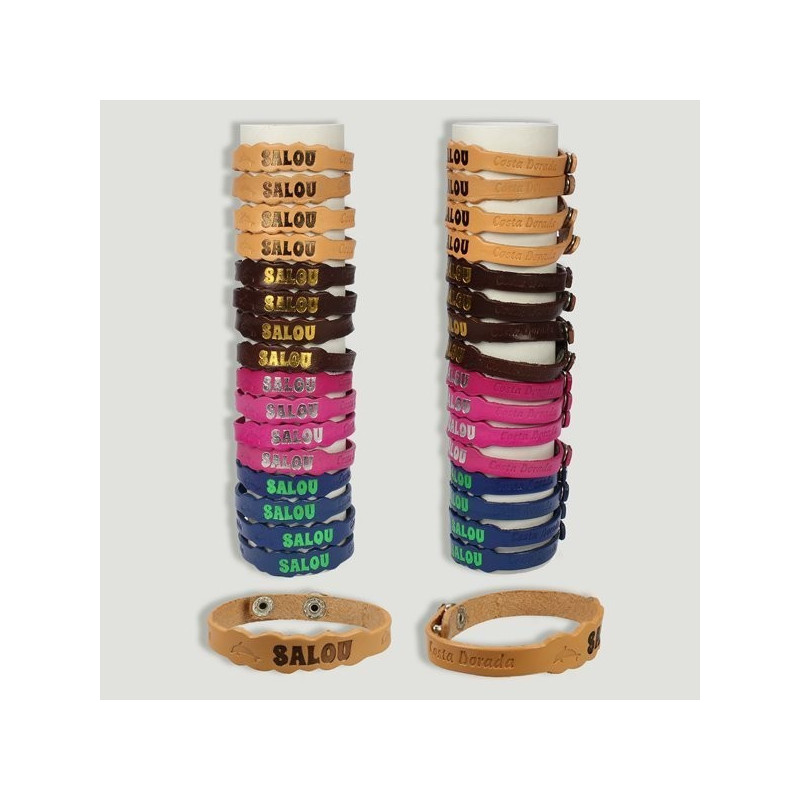 SALOU. Pulsera cuero. Modelo ondas. Medio Tubo SALOU. Pulsera cuero. Modelo ondas. Medio Tubo