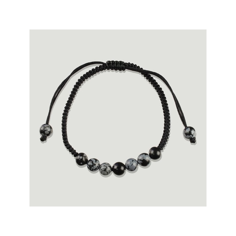 Pulsera hilo 7 bolitas Obsidiana negra 6mm Pulsera hilo 7 bolitas Obsidiana negra 6mm