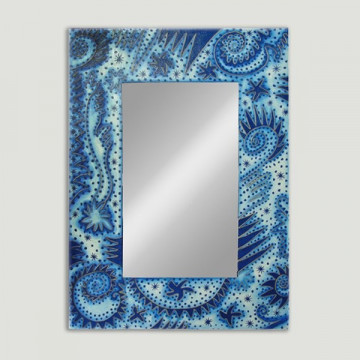 Espejo madera abstracto azul 60x80cm
